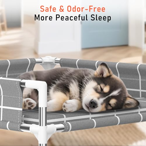 Elevated Dog Bed with Three-Sided Fence and Removable Cushion - Anti-Slip Feet, Stable Design, Easy Assembly, Indoor Relaxation & Outdoor Activities for Small Dogs, All-Season Comfort - size: Cushion-S