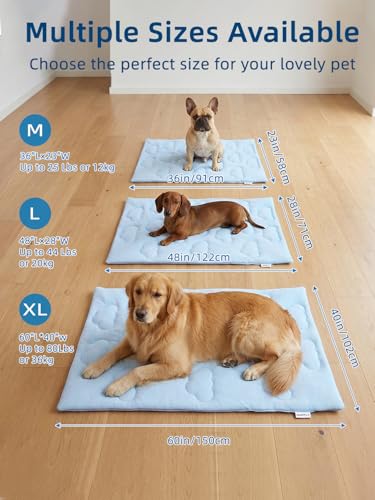Huafly Dog Cooling Mat,Dual-Sided Cooling Mat for Dogs–Cooling Fabric for Summer,Velvet for All Seasons–Portable for Crate,Car Seat,Sofa&Floor,Machine Washable,Keeps Cats,Dogs&Puppies Cool,Cloud Blue - size: Xl: 60.0" L X 40.0" W X 0.8"th