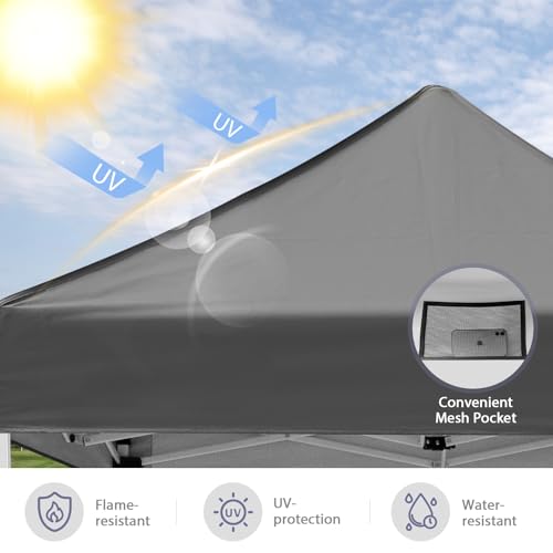 5x5 Pop Up Canopy Tent, Instant Portable Beach Canopy, Outdoor Tent with Carry Bag for Camping, Sports, Tailgating, Events, Gray - color: Gray, size: W/O Wall