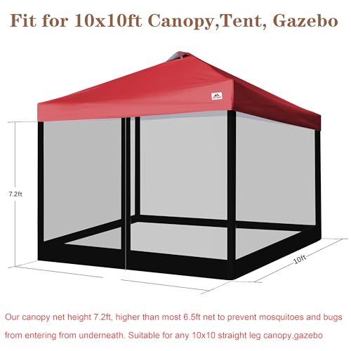 SCOCANOPY Replacement Mesh sidewall for Most 10x10 Canopy Or Gazebo,Tent,(Black Net) - color: Black Net, size: 10X10
