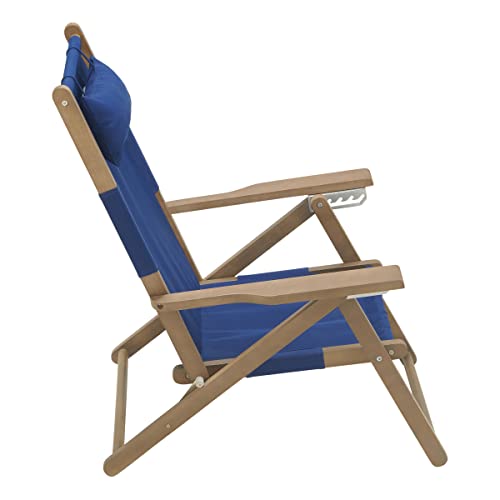 Lavish Home Set of 2 Beach Chair - Outdoor Weather-Resistant Wood Folding Chair with Backpack Straps - 4-Position Reclining Seat - Beach Essentials (Blue) - color: Blue, style: Set of 2