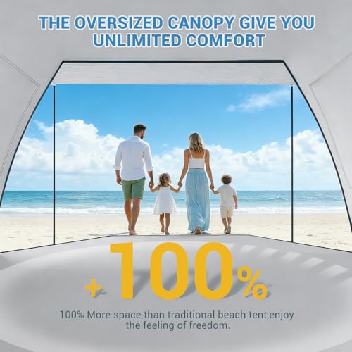 Elegear CumbreX™ Beach Tent Sun Shelter with Canopy, 4-5 Person Pop Up Beach Tent, Easy Setup UPF 50+ UV Protection Portable Lightweight Double Silver Coating Cabana Sun Shade Shelter - Silver - color: Silver, size: 4-5 Person