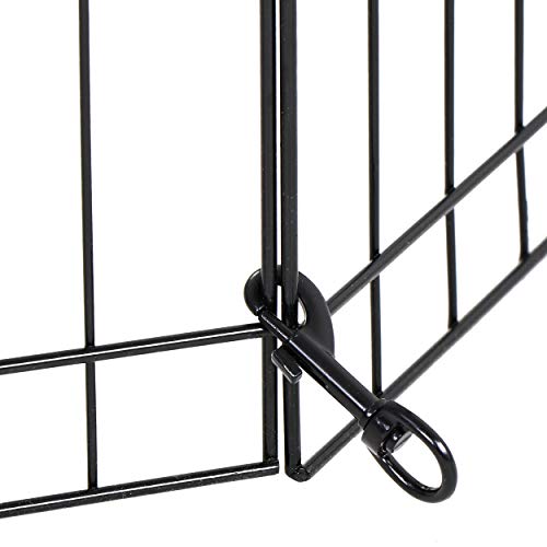 Puppy Pet Portable Folding Playpen 8 Panel Indoor Outdoor Metal Animal Exercise Dog Fence (24'' H)