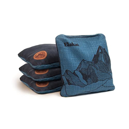 Elakai Cornhole Bags All Weather Dual Sided Slick and Stick Regulation Size and Weight Set of 4 Regulation 6 in x 6 in - color: Lake Blue