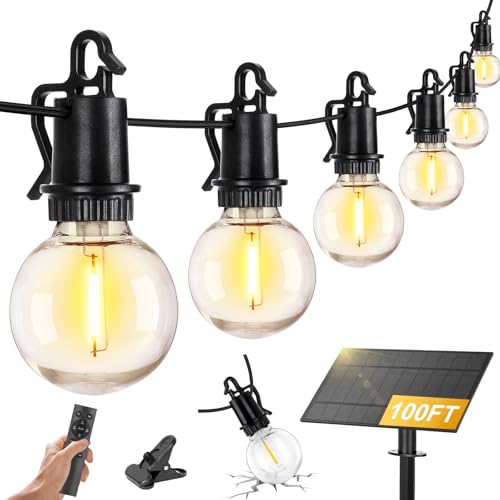 ZJOJO 100FT Solar Lights Outdoor Wateroproof, Solar String Lights with Remote USB Port 32 LED Shatterproof,Dimmable Outdoor Lights Long Last for Garden, Patio, Backyard, Yard, Camping Christmas Light - size: 100FT-30(Solar)