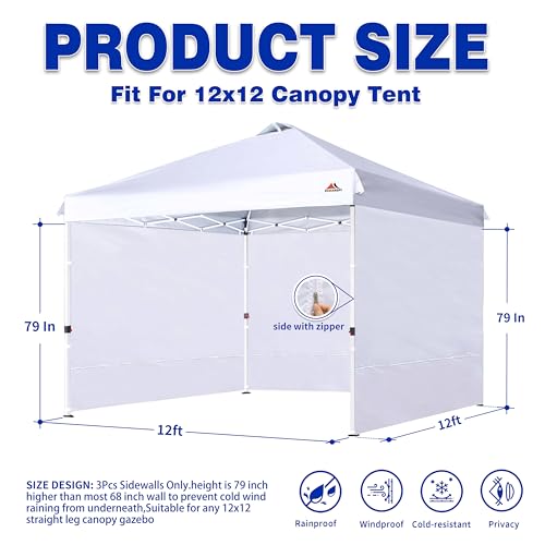 SCOCANOPY SunWall for 12x12 Pop Up Canopy Frame, 3 Pack SideWall Only (12X12, Black) - color: Black, size: 12X12