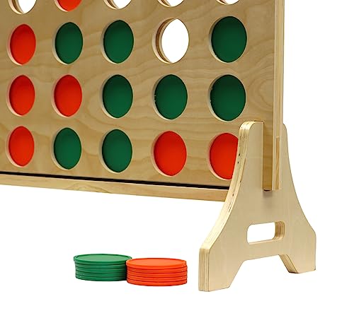 Tailgating Pros Premium Giant Four in a Row with Carrying Case - Jumbo Oversized Outdoor Yard Game - Connect Multiple Pucks in a Row to Win - Many Puck Colors Available! - color: Kelly / Orange