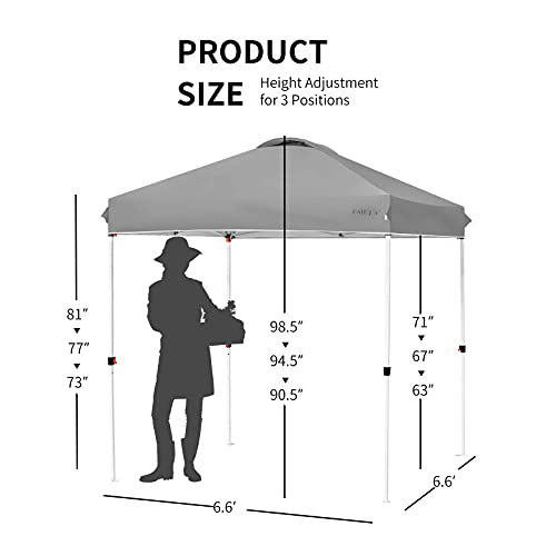 Tangkula Outdoor Pop-up Canopy Tent, 6.6 x 6.6 FT Height Adjustable Commercial Instant Canopy w/Portable Roller Bag, 4 Weight Bags, Outdoor Camping Sun Shelter for Camping, Party - color: Gray, size: 6.6x6.6 FT