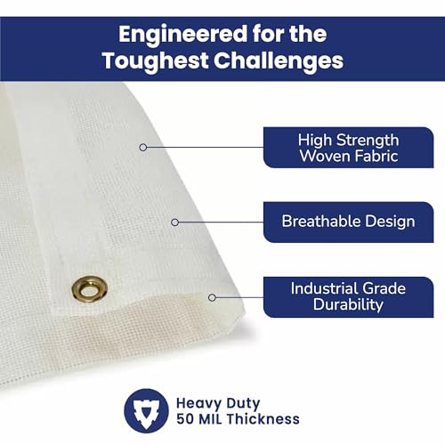 Tarps Now 30' x 40' White Heavy Duty Mesh Tarp with Brass Grommets - UV Resistant Reflective White 75% Sun Shade, Backyard, Patios, Breezeways, Gazebos, Kennels, Mesh for Flatbeds, Trucks or Trailers - size: 30' X 40'