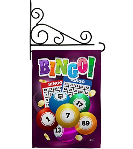Bingo Garden Flag Set Wall Holder Interests Game Bunco Night Dice Poker Hobbies Leisure Activity Small Decorative Gift Yard House Banner Double-Sided Made In USA 13 X 18.5 - size: Garden Flag Set 13"x 18.5" w/ Wall Holder