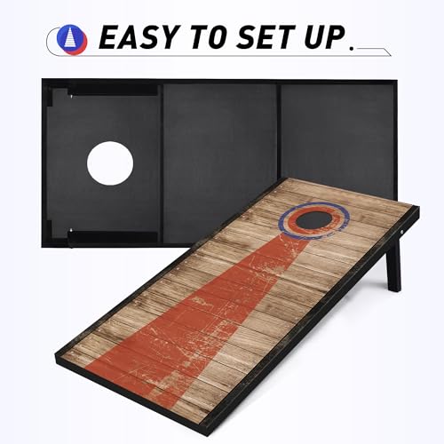 4x2 Ft Cornhole Boards Set, Premium Regulation Size Cornhole Boards with 8 All-Weather Bean Bags, Carrying Case and Scoreboard - style: 4'x2' Circle