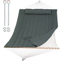 SUNCREAT Portable Double Rope Hammock with Pad, Two Person Tree Hammock for Garden, Backyard, Patio, Poolside, Gray Green - color: Gray Green