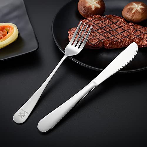 Boulder Bee | Travel Utensils Set | Reusable Camping Cutlery Set | Stainless Steel Flatware Set | Portable Silverware Set with Case | Includes Knife/Fork/Spoon/Straw/Cleaning Cloth/Case (Silver) - color: Silver