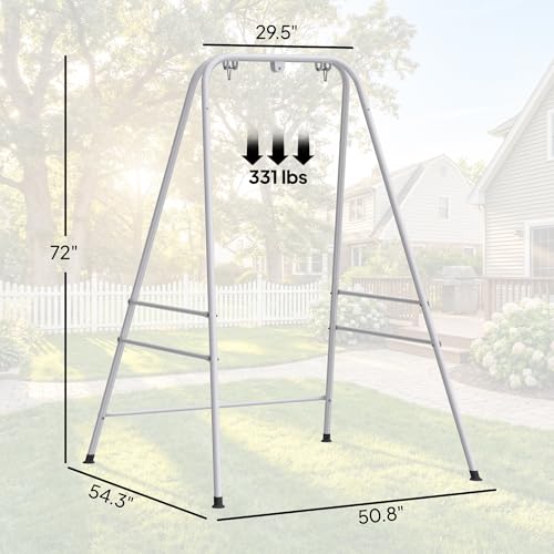 Outsunny Hammock Chair Stand, Free Standing Heavy Duty Hanging Swing Chair with Anti-Slip Foot Pads, 2 Carabiners, for Relaxation, Indoor and Outdoor Use, White - color: White