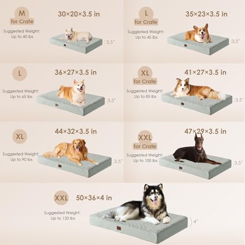 EHEYCIGA Washable Dog Beds for Extra Large Dogs, XL Dog Bed with Removable Cover for Crate, Orthopedic Foam Pet Bed Dog Mat Mattress Cushions for Extra Large Dogs, Greyish Green(41 x 27) - color: Greyish Green, size: 41*27*3.5 inches