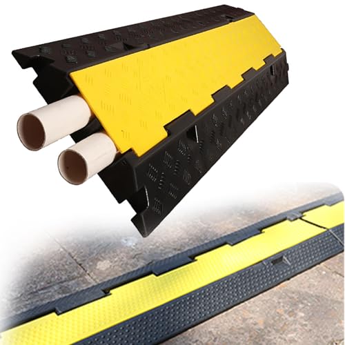 Cable Protector Ramp, 2 Channel, Driveway Hose Protector, Prevent Trip Hazard for Home Office or Outdoor Settings, Rubber Cable Cover with Yellow Plastic Lid, for Indoor&Outdoor (Color : 1 Pack) - color: 1 Pack