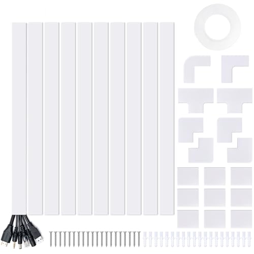 157in Cord Hider Kit, Cord Covers for Wires on Wall, Cable Hider Cord Organizer, Wire Hiders for TV on Wall, Cord Concealer, Cable Cover Wall Wire Management, 10 X L15.7 W1.18 H0.6in, White - size: 157in L×1.18in W×0.6in H