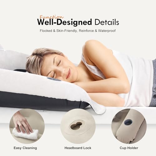 DIMAR GARDEN Twin Size Air Sofa Bed Mattress with Headboard and Pump,Blow Up Couch Inflatable Bed - size: Twin L