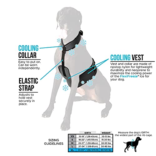 CoolerDog Dog Cooling Vest & Cooling Collar – Ice Vest for Hot Weather Heat Relief, Re-Freezable Pure Water Inserts (X-Large 34”–40” Girth) - size: XL