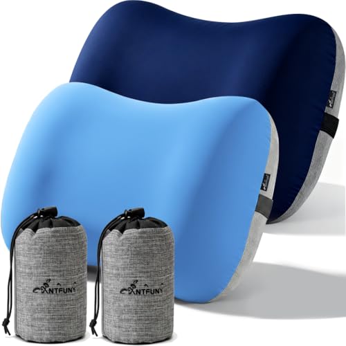 2 Packs Inflatable Neck Pillow for Travel Air Blow Up Small Ultralight Camping Accessories Hammock Beachy Mat Picnic Blanket Towel Umbrella Tent Outdoor Essentials Stuff Thing Need Supplies Item - color: 2pcs Blue Navy