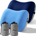 2 Packs Inflatable Neck Pillow for Travel Air Blow Up Small Ultralight Camping Accessories Hammock Beachy Mat Picnic Blanket Towel Umbrella Tent Outdoor Essentials Stuff Thing Need Supplies Item - color: 2pcs Blue Navy
