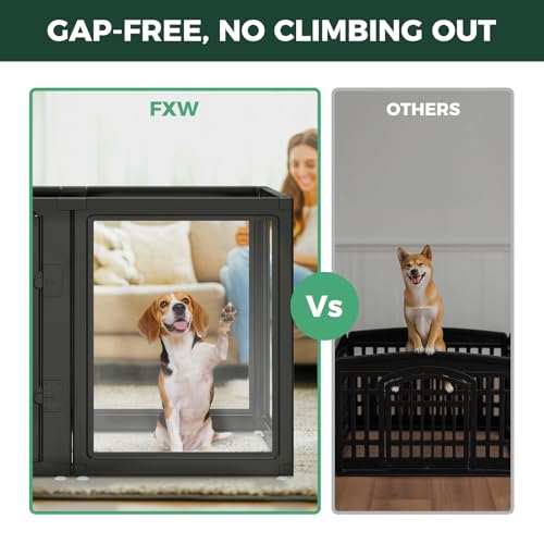 FXW AuraSpace Acrylic Indoor Dog Playpen for Medium Dogs, 35 Inch, 10 Panels, Black - color: Black, size: 35"H