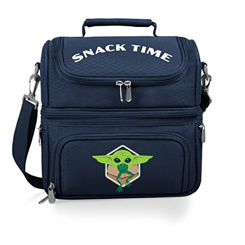 PICNIC TIME Star Wars Mandalorian Grogu Pranzo Lunch Bag, Insulated Lunch Box with Utensil Set, Lunch Cooler Bag, (Navy Blue) - color: Star Wars Mandalorian Grogu Snack Time - Navy Blue