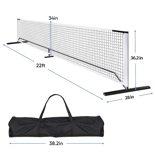 22FT Regulation Pickleball Net Set - Heavy Duty Metal Frame Portable Pickleball Net System with Carry Bag for Backyard, Driveway & Outdoor Games - style: Pickleball Net with Court Marker