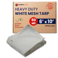 Tarps Now 6' x 10' White Heavy Duty Mesh Tarp with Brass Grommets - UV Resistant Reflective White 75% Sun Shade, Backyard, Patios, Breezeways, Gazebos, Kennels, Mesh for Flatbeds, Trucks or Trailers - size: 6' X 10'