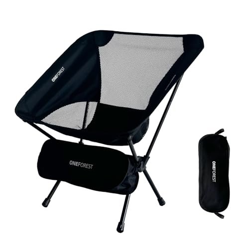 ONEFOREST Camping Chair, Foldable Portable Backpacking Chair for Beach Camp Hiking Outdoor Sport, Black - color: Black