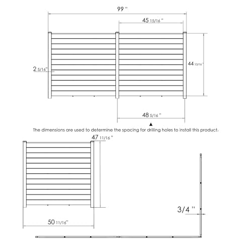 Kozyard 50" W x 48" H Privacy Screens Fence Panel Specifically for Hard Surfaces, Aluminum Post, Air Conditioner Fence Panels, Pool Equipment Enclosure, Trash Can Screens Fence with Base G*9PCS - color: 3Panels/Hard Surfaces