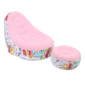 Pomya Foldable Air Lounger Chair with Foot Stool | Inflatable Sofa Bed for Beach, Camping, Outdoor - Flocking Fabric Design (Pink) - color: Pink