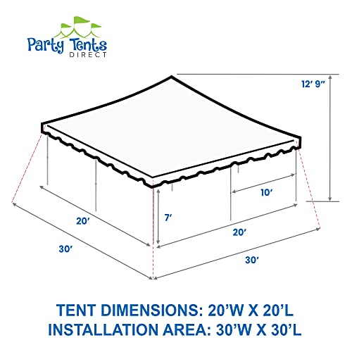 Party Tents Direct 20 x 20 Weekender Pole Tent with Sidewalls, Heavy Duty Waterproof PVC White Canopy, Easy Up Outdoor Event Pavilion Gazebo for Weddings, Parties, Graduations, and Banquets - color: White, size: 20' x 20'