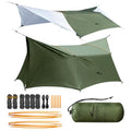 14ft Hammock Rain Fly Lightweight Waterproof Camping Tent Tarp with Doors and Dual Support Poles, Bushcraft Tarp Shelter for Backpacking Hiking Camping - color: Army-2