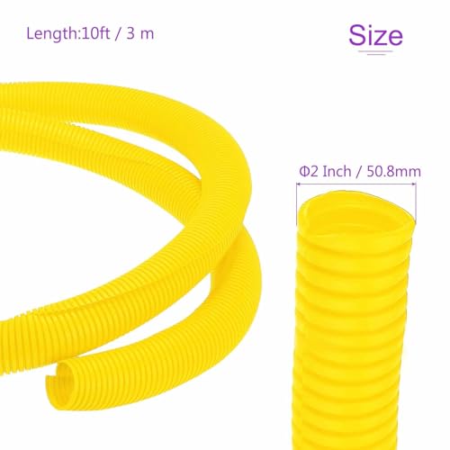 DMiotech 10ft Wire Loom Split Tubing 2 Inch(50.8mm) ID, Cord Protectors from Pet Flexible Conduit Cable Management for Office Home Garden, Yellow - color: Yellow, size: 2"-10ft