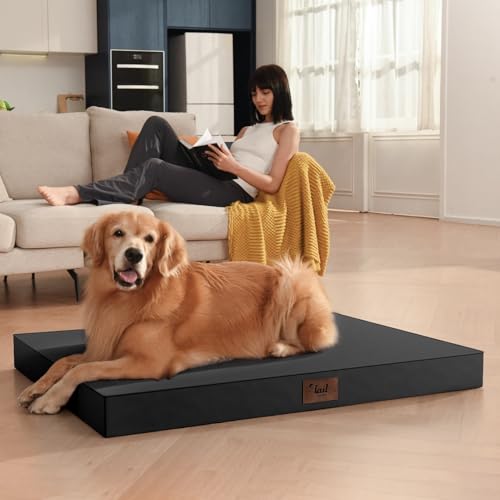 Outdoor Dog Bed for Small Dogs, Waterproof Dog Crate Bed for Medium Dogs Cats, Orthopedic Egg Crate Foam Pet Bed with Washable Removable Oxford Cover, Black - color: Black, size: 29.0"L x 18.0"W x 3.0"Th