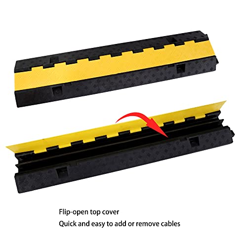 Rubber Cable Ramp Cord Cover Cable Protector Ramps Wire Hose Protective 22000Lbs Load Capacity Traffic 2 Channel Speed Bump for Asphalt Concrete Gravel Driveway Indoor Outdoor, 4 Packs - color: 2 Channel - 4 Pack
