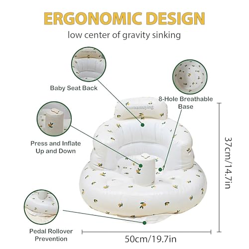 Inflatable Baby Seat - Infant Safety Support, Blow Up Baby Floor Seat with Built in Air Pump- Perfect for Travel, Beach, Camping - Ideal for Babies 3 Months and Up (Bear) - color: Bear