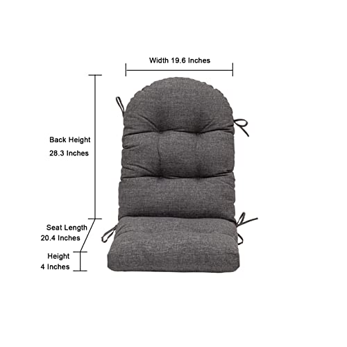 QILLOWAY Outdoor High Back Chair Cushion for Adirondack, All Weather Rocking Chair Cushions Thick Padded Replacement for Patio Furniture,Charcoal Grey, Black - color: Charcoal Grey/Black