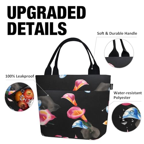 Aosbos Lunch Tote Bag, Insulated Lunch Box for Women, Leakproof Lunch Cooler Purse for Work, Calla Lily - color: E. Calla Lily