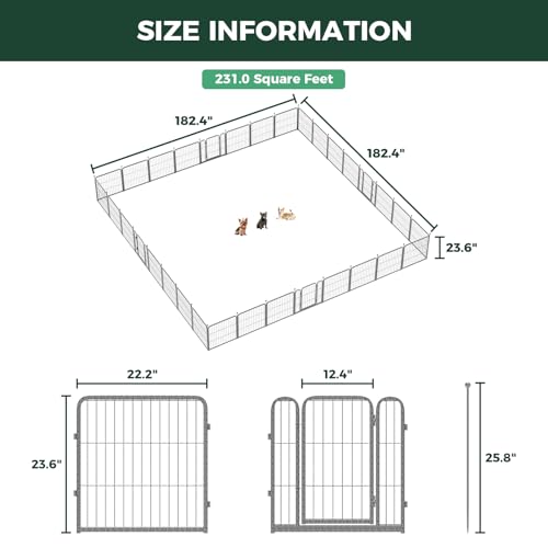 FXW Aster Dog Playpen Designed for Yard, 24inch 32 Panels - size: 24"H & 32 Panels