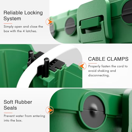 RESTMO 5-Piece Outdoor Waterproof Electrical Box Set – 12.5" x 8.5" x 5" Large & 7.1" x 2.3" x 2.3" Small, Weatherproof Boxes for Power Strip, Outlet, Plug, Socket, Timer, Holiday Light, Green - color: Green