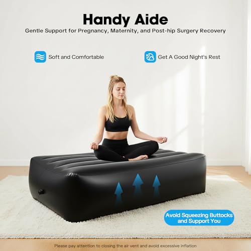 BBL Bed After Surgery for Sleeping, Inflatable Mattress with Hole, Brazilian Butt Lift Recovery Pillow Post Surgery, Air Mattress Sofa Couch for Home, Post-Operative Recovery Beds - color: Black