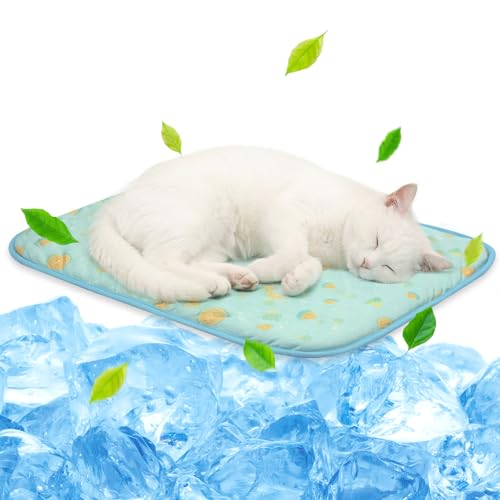 NWK Pet Cooling Mat -Q-Max>0.345 Ice Silk Cooling Mat for Dogs & Cats Portable & Washable Pet Cooling Blanket, Car Seats, Beds for Summer (Green Fruit, 20'' X 16'' X 0.3'') - color: Green Fruit, size: Small (20'' X 16'' X 0.3'')