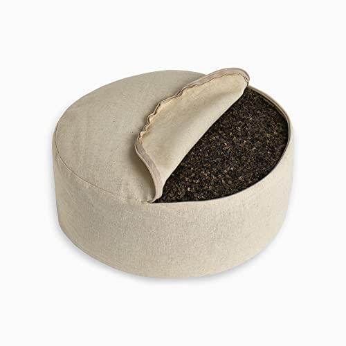 Organic Round Meditation Cushion by renoo - Durable Comfortable Cotton, Linen, Hemp - Modern Zafu - Buckwheat Floor Pillow Yoga Bolster in 15 Colors Removable Cover - 15 inches - Cosmos - color: Cosmos