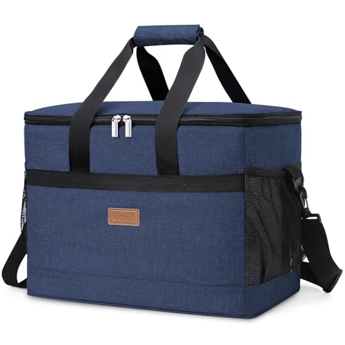 Lifewit Cooler Bag 30/50/60 Cans Collapsible and Insulated Large Lunch Bag Leakproof Soft Cooler Portable Tote for Camping/BBQ/Family Outdoor Activities - color: Dark Blue, size: 50-Can(30L)