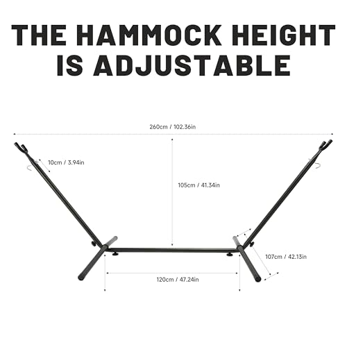 Hammock with Heavy-Duty Steel Stand for Outside，Hammocks 450 Lb Capacity，Portable Hammock，2 People Standing Hammocks，Suitable for Beach，Backyard, Gardens, Patio, Bedroom，100 * 40 * 38 Inch (Blue)