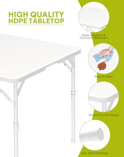 34" Square Folding Table with Built in Handle & Steel Legs, Heavy Duty Portable Card Table, Foldable Tables Perfect for Party, Dining, Wedding, Events, Picnic Indoor, Outdoor, Camping, Utility - size: 34" Card Table