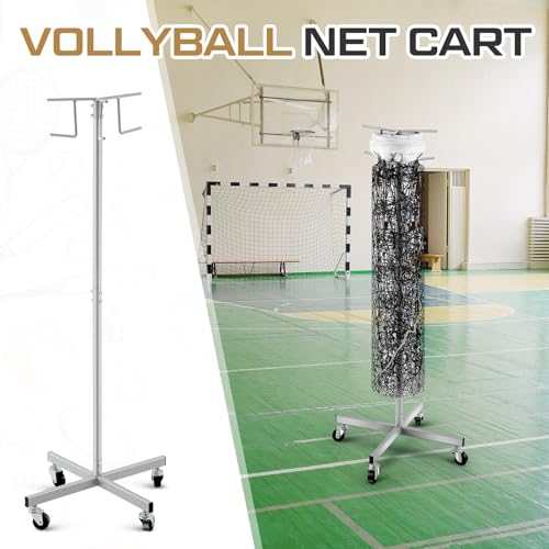 Duraaamo Volleyball Net Storage Rack Volleyball Net Holder Holds 1 Standard Network Storing Equipment with Wheels Setter Training Rack Using Minimal Floor Space