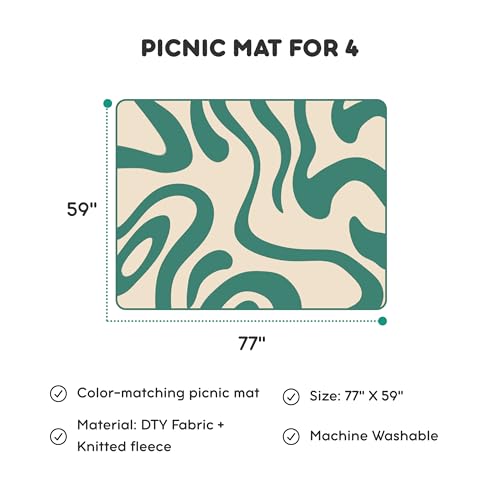 J World Picnic Backpack Cooler for 4. Insulated Picnic Basket Set with Folding Waterproof Blanket. Beach Camping Wedding Engagement Gift for Couples, Green - color: Green